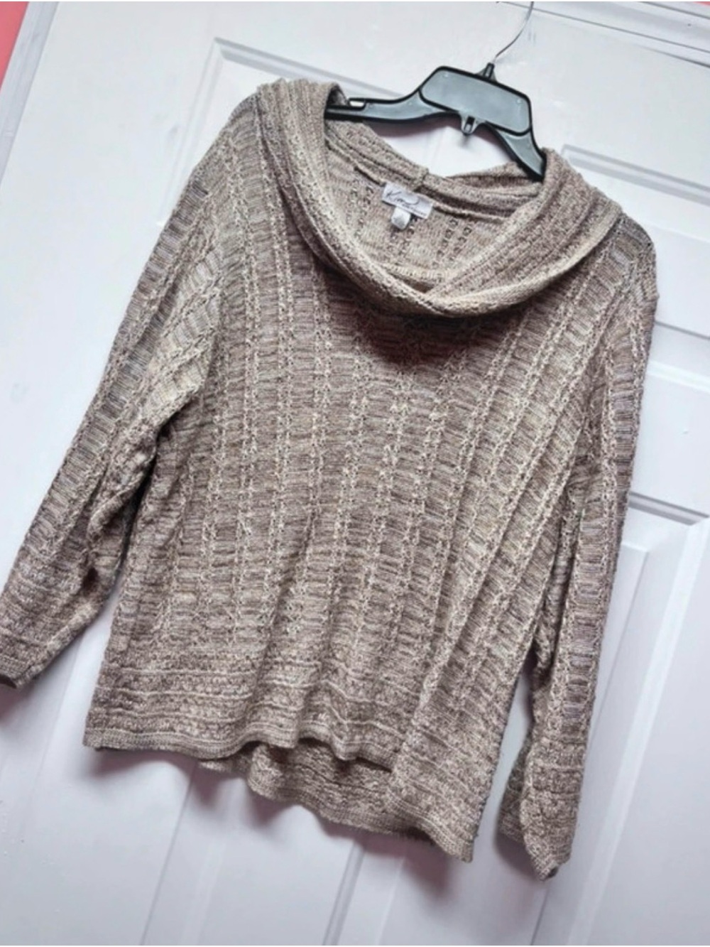 Kim Rogers Taupe Cowl Neck Sweater